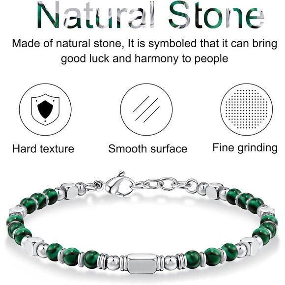 Silver & Green Boho Beaded Bracelets for Women Trendy Jewelry Gifts for Lover - Picture 4 of 7